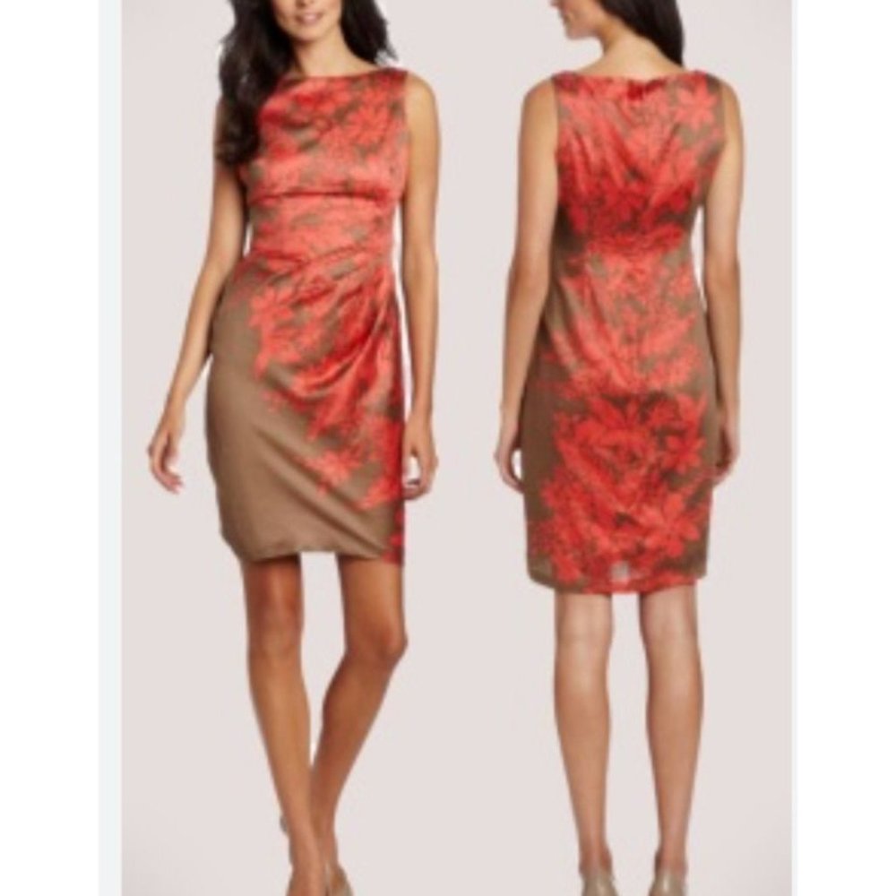 Anne Klein Dress 8 Terracotta Orange Brown Cotton Sheath Career Church NWT $129